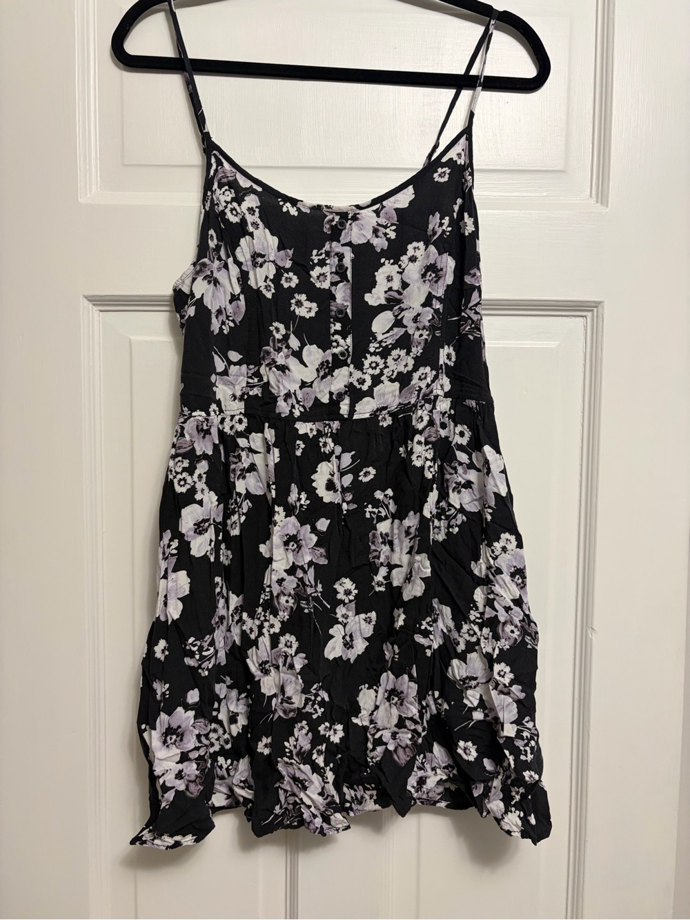 Garage Black Floral Spaghetti-Strap Dress